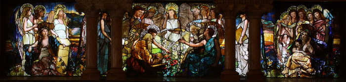 "EDUCATION"(1890), stained glass window by Louis Comfort Tiffany and Tiffany Studios, located in Linsly-Chittenden Hall at Yale University.