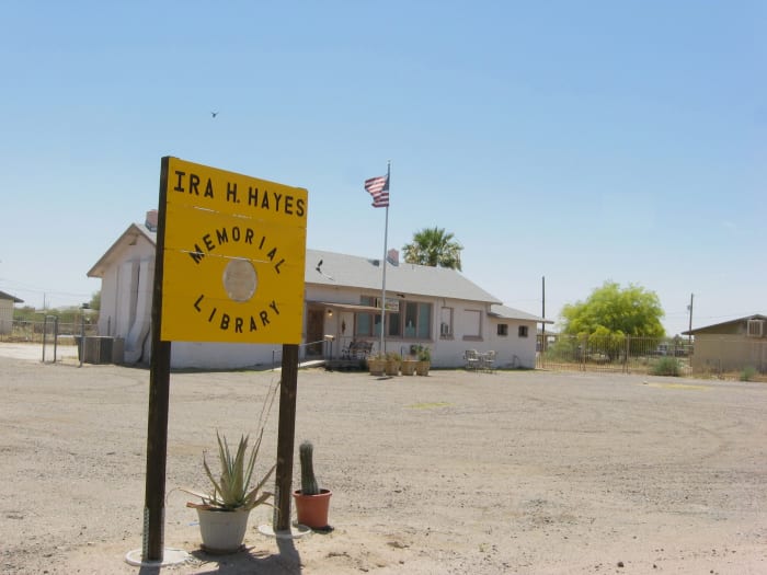 Ira Hayes Memorial Library - Named after WW II Iwo Jima flag raiser Ira Hayes. Library sits at corner of East Pima and Church Streets in Sacaton, AZ across from the historic Cook Church.