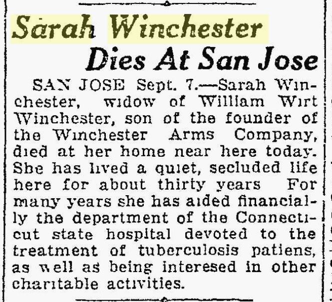 A brief announcement of her death in the local newspaper