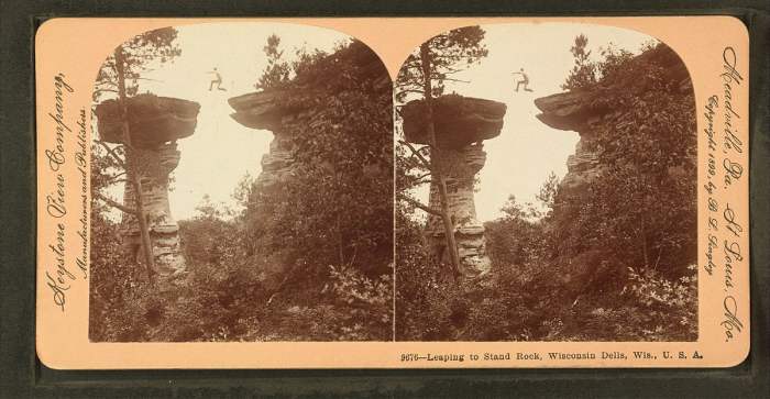Leaping to Stand Rock in the Wisconsin Dells