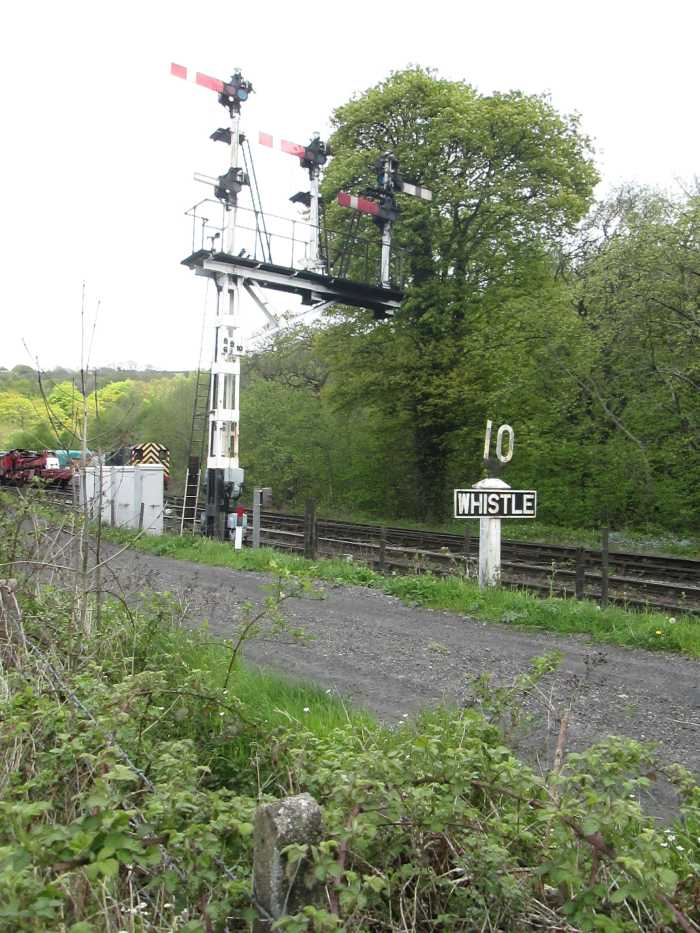 Further in to Grosmont Junction is this late LNER steel bracket signal post that controls Deviation Junction mpd, access to Grosmont Station through the tunnel and the route uphill on the 1/49 to Goathland