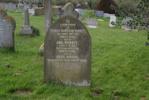 Thomas Harrison Parrott died 26 Mar 1901, Abel Parrott died 23 Sep 1895 and Annie Norman died 21 Jan 1898, gravestone location 81b, St. Lauds, Sherington