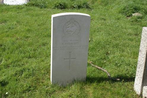 Private 12182, F. Parrott died 20 Feb 1921, gravestone location 50b, military gravestone, Royal Army Veterinary Corps, St. Lauds, Sherington