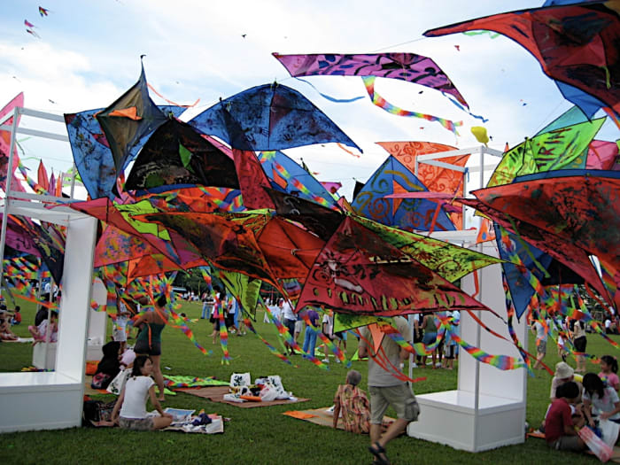 Kite flying competition and kite festivals are regular events in Singapore.