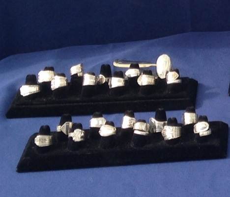 In addition to vintage buttons, I have a huge collection of spoon jewelry. Different silverware patterns produce unique rings. Some are extremely elaborate and others have a modern feel.