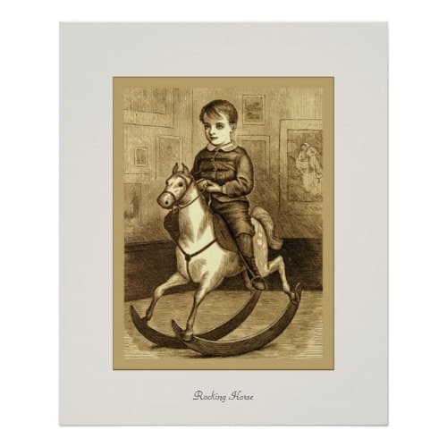 The print above can be ordered from Zazzle: Rocking Horse ~ Vintage Fine Art Print by VintageFactory