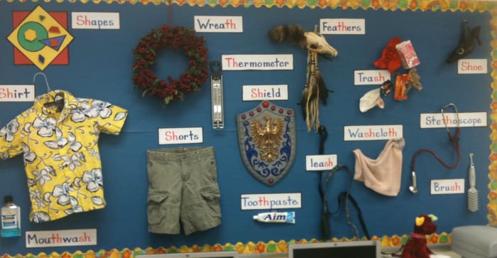 A bulletin board to support the learning goal gives students a chance to see and tell about what they are learning.