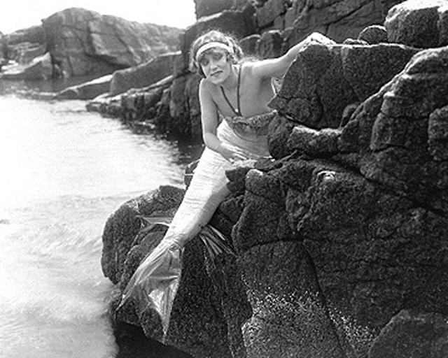 A mermaid from the early 1900s in the earliest days of film-making.