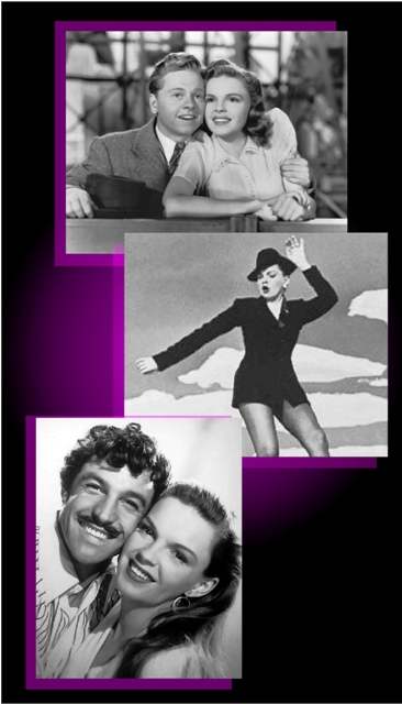 (top) w/ Mickey Rooney in "Babes in Arms", (middle) "Get Happy" from "Summer Stock, (Bottom) w/ Gene Kelly in "The Pirate"