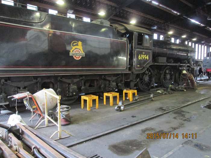K4 2-6-0 61994 'Great Marquess' in BR lined black with 'cycling lion' emblem rests in Grosmont shed on the NYMR. livery, Owner John Cameron fears she may not run again as her main line ticket has expired, costs have soared beyond his wallet's reach.