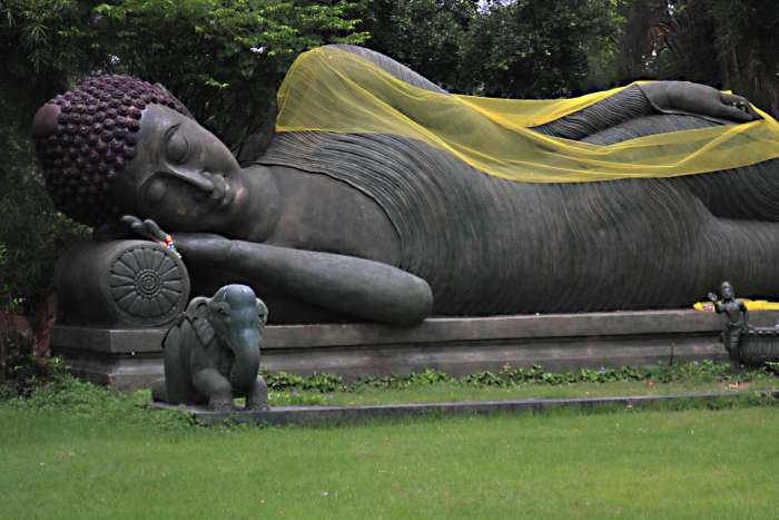 The Reclining Buddha. Representations of different postures of Buddha are symbolic of different phases of his life.The Reclining Buddha portrays him entering Nirvana upon death