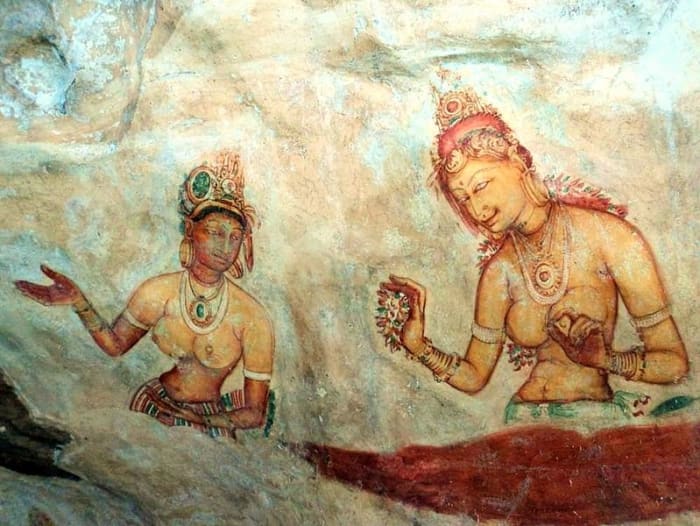 'Licensed under the Creative Commons Attribution-Share Alike 3.0 Unported license.' See: http://en.wikipedia.org/wiki/File:Sigiri_paintings.jpg