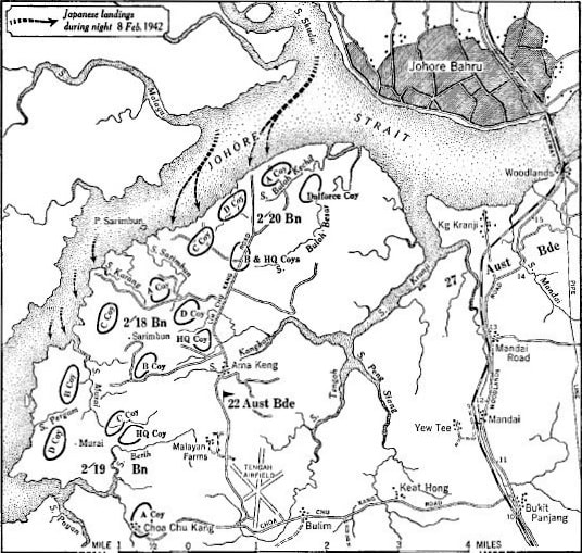 This map shows where the Japanese invaded and how the British deployed their troops to try and counter it.