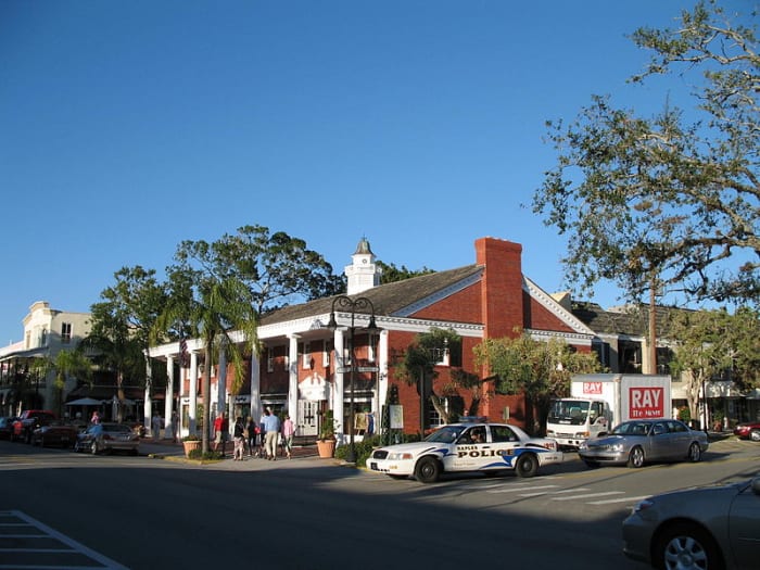 The historic center of Naples, Florida. The city was founded in the 1880s by ex-Kentucky U.S. Senator and Confederate general, John Stuart Williams, and businessman, Walter N. Haldemanduring.
