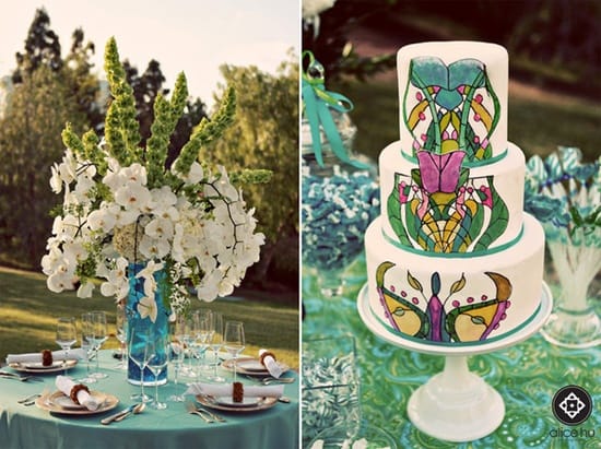 Stained Glass Cake. Wedding Table decorations using food coloring to make it look like colored glass.
