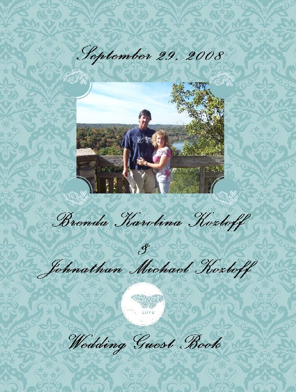 Use engagement photos with stained glass in the background from your venue and individual stained glass windows and decorations in photos throughout the book