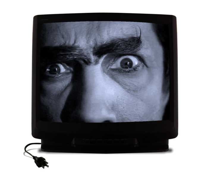 If you've unplugged the tv and the scary guy is still staring at you, there's nothing I can do to help. Sorry.