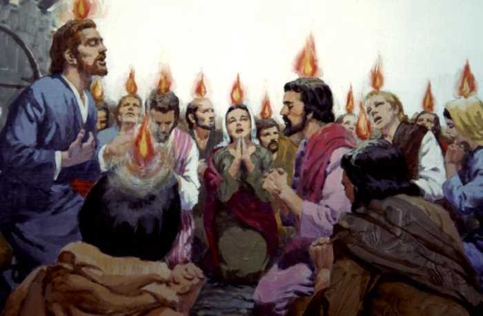 "Then there appeared to them divided tongues, as of fire, and one sat upon each of them. And they were all filled with the Holy Spirit and began to speak with other tongues as the Spirit gave them utterance" (Acts 2:3-4).