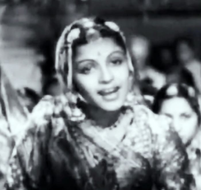 M S Subbulakshmi in Meera, her only movie in Bollywood, where she acted as well as sang her bhajans, giving Bollywood a taste of great Kanatik classical music