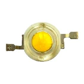 As shown in the figure, a 1 watt white led is a surface mount device having two lateral terminals. The terminals have polarity, it may seen embossed over the terminals itself for easy identification.