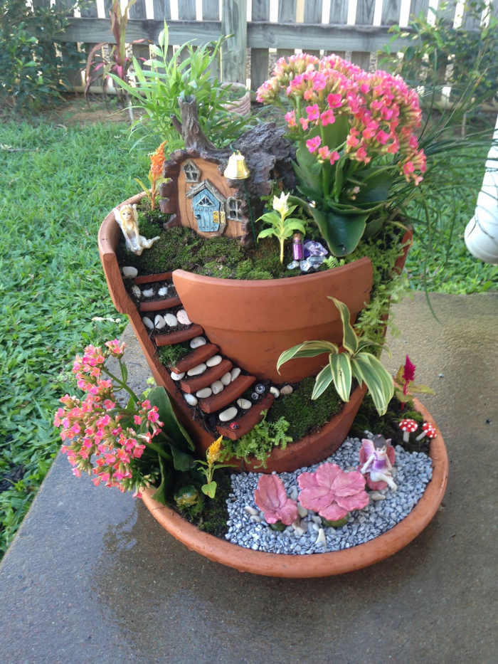 When I saw this lovely example of a broken pot fairy garden, I asked the Johnstons if I could feature it on my page. I'm so glad they were willing to share their garden here to inspire others.