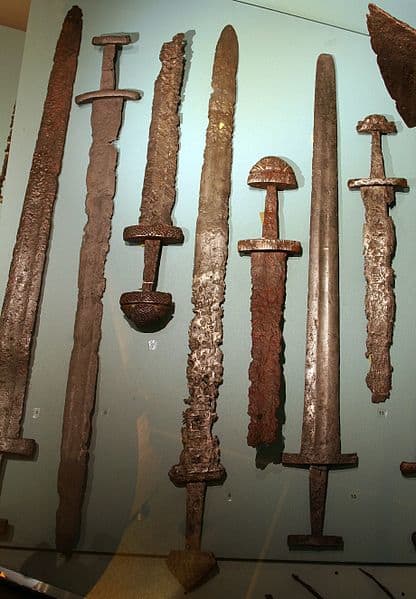 Viking swords displayed at the Bergen Museum