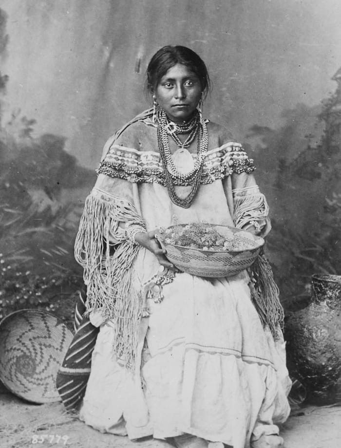 An Apache maiden was well educated in the role of woman and traditions of her ancestors by the time she became a bride.