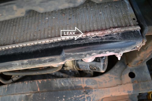 Slow leak that was never dripping to the ground, I just noticed the residue and coolant level slowly dropping.