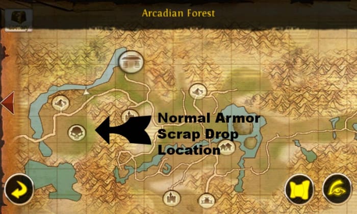 "OAC" normal armor scraps location on a map.
