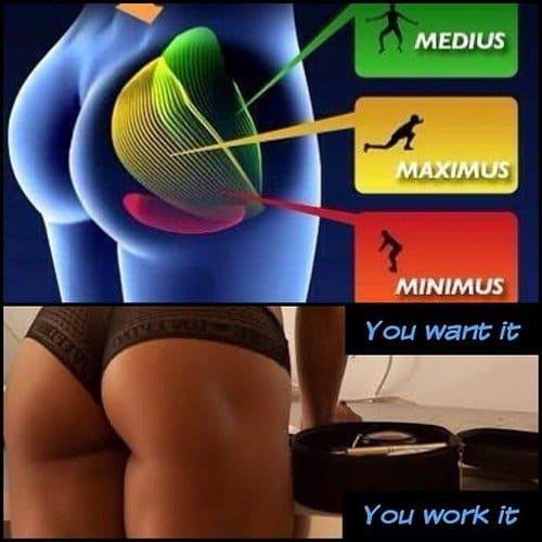 Colorful poster in bright blue, green and yellow showcasing the Muscles Engaged in the Squat