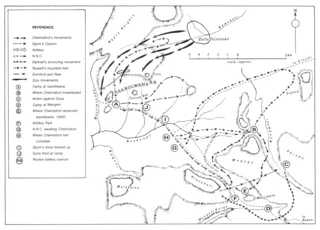 British and Zulu Movements 22 January 1879