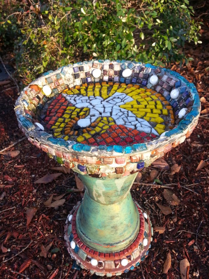 How to Make a Mosaic Clay Pot Birdbath - HubPages