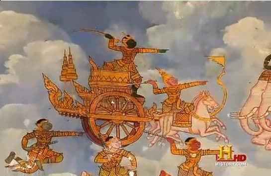 One of the many depictions of a 'Vimana' or a flying object found across most of the ancient India paintings!