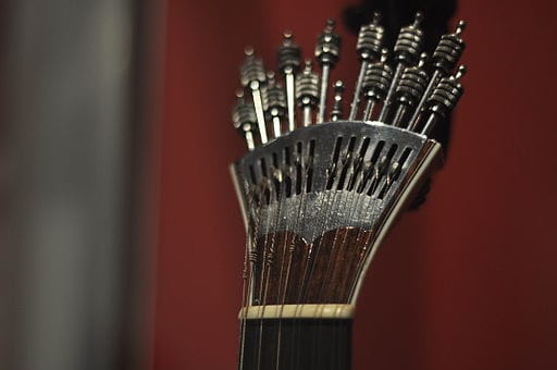 End of the neck of a Portuguese guitar