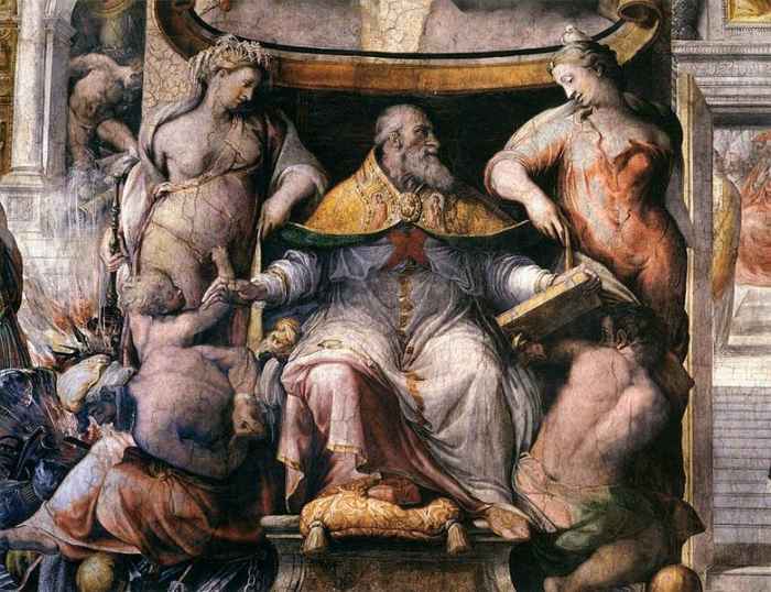 Francesco Salviati, Pope Paul III between the Peace and the Religion (a. 1540), Rome Palazzo Farnese Sala Dipinta
