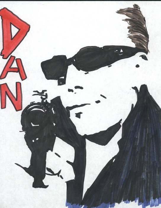 Even a drawing OF a Film Noir subject can have that feel. Because it's not a lights blasting image. It's a hint of what the director, or in this case, the artist is trying to convey. This artist chose a photo as his impression of the author.