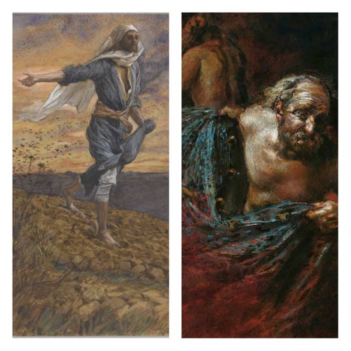 Left image by James Tissot. Right image By Andrey Mironov - Own work, CC BY-SA 4.0, https://commons.wikimedia.org/w/index.php?curid=29917801