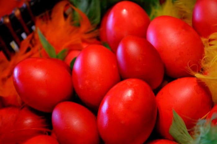 In Slovenia, Italy and Greece, eggs are still dyed red, symbolizing the resurrection of Jesus Christ.