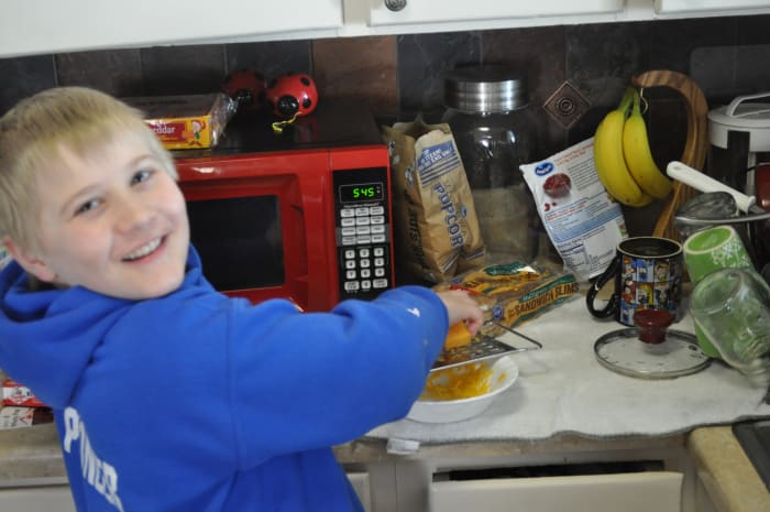 Kids love to create in the kitchen. Giving them simple tasks builds their confidence and teaches them a skill to boot.