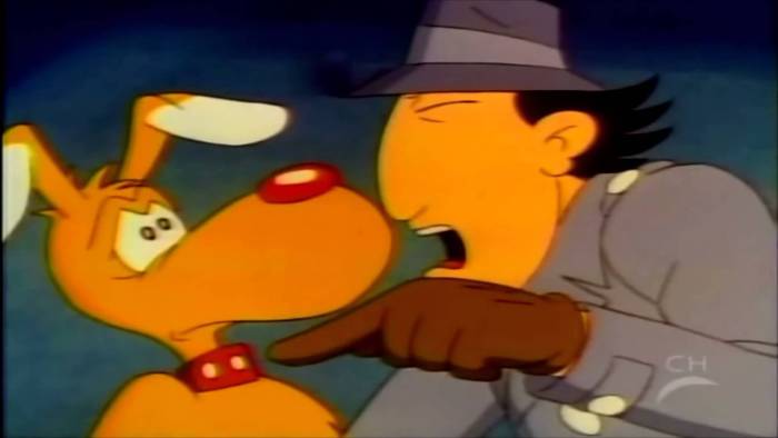 Inspector Gadget discovers his dog Brain in the basement of the castle thinking that Brain was an agent of Dr. Claw. Brain had disguised himself as a ghost and lured Gadget down to the basement.
