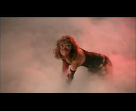 Janet and Brad are stark contrasts from the previous song. They now are covered in dirt and crawling like ants.