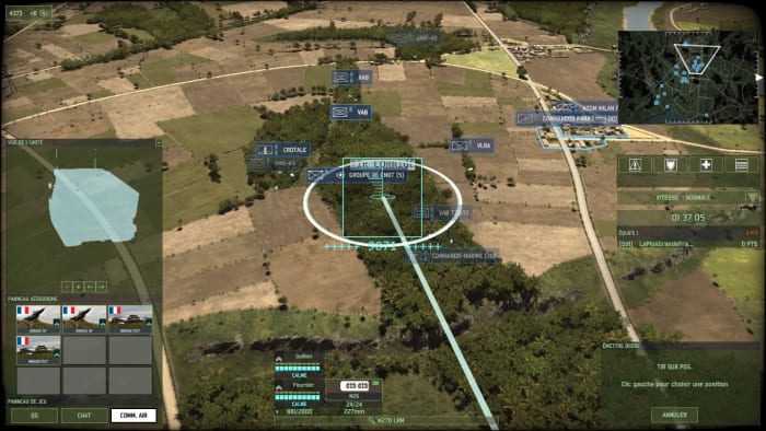 An MRLS taking aim at an infantry CV: infantry CV have the advantage of stealth but when there is only so much area to hide...