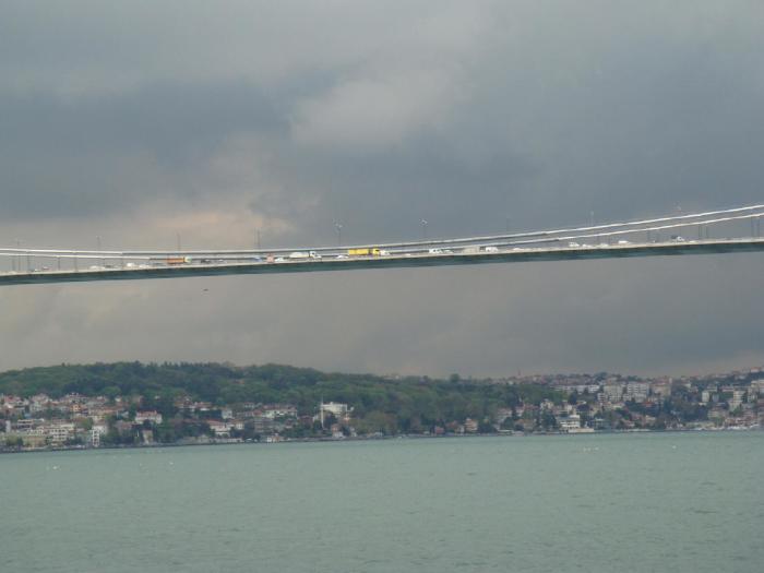 Not the best photo from Istanbul, but it perfectly depicts what this city is about: Europe and Asia meet through tended bridges, both physical and metaphorical. This is the Easternmost, longest bridge over the Bosphorus, Fatih Sultan Mehmet Bridge