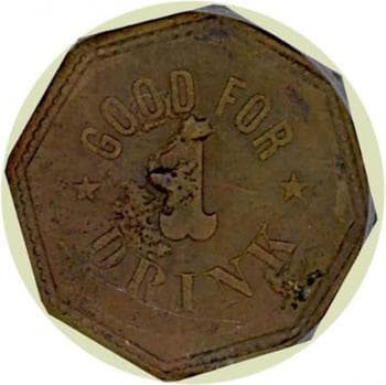 This authentic token from a saloon in Congress, Arizona is a desirable collector's item. Image copyright Holabird-Kagin Americana, used with permission.