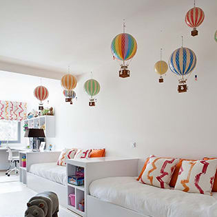 Even in a modern setting these Authentic Models Hot Air Balloons are perfect for a pop of color.