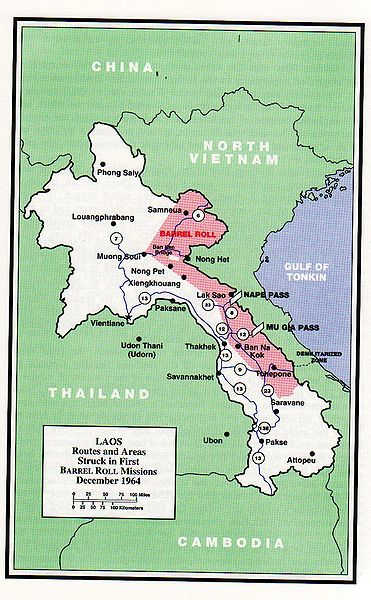 Barrel Roll strategy employed by the US Military in an effort to obliterate supply lines to South Vietnam (I apologize for this pic as it's off-center).