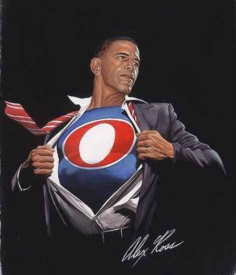 Was directly based on Alex Ross picture of "Obamaman". Sleeve, back of hand, shirt crease, and tie are IDENTICAL