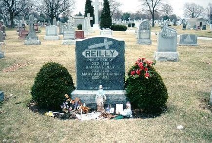 The grave of Mary Alice Quinn. It has become somewhat of a shrine, adorned with various religious items left by visitors