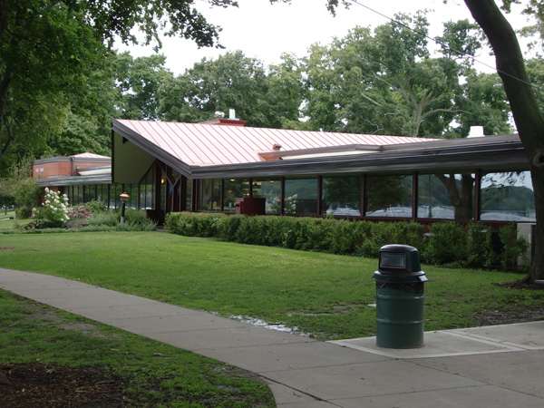 Horizontal lines of the library showcase the brilliance of James R. Dresser's mentor Frank Lloyd Wright.