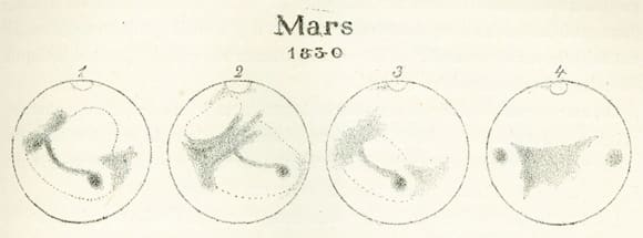 Hobbists, banker Wilhelm Beer (1797-1850) and teacher Johann Heinrich Maedler (1794-1874) began mapping mars through telescopes around 1830 and eventually came up with an entire spherical map of the planet.